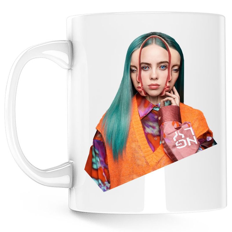 Casa si Gradina - Bucatarie si vesela - Cani si pahare - Cani si cesti - Cana Billie Eilish 2 Face Therefore I am, alba, 330 ml - Infinity.ro