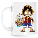 Casa si Gradina - Bucatarie si vesela - Cani si pahare - Cani si cesti - Cana Straw Hat Pirates Palarie Paie Monkey Luffy One Piece, alba, 330 ml - Infinity.ro