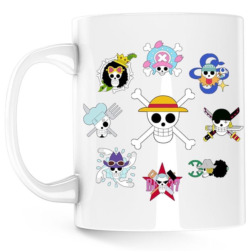 Casa si Gradina - Bucatarie si vesela - Cani si pahare - Cani si cesti - Cana One Piece All Crew Logo Embleme, alba, 330 ml - Infinity.ro