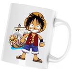 Casa si Gradina - Bucatarie si vesela - Cani si pahare - Cani si cesti - Cana Straw Hat Pirates Palarie Paie Monkey Luffy One Piece, alba, 330 ml - Infinity.ro