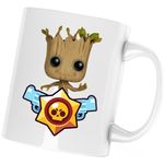 Casa si Gradina - Bucatarie si vesela - Cani si pahare - Cani si cesti - Cana Baby Groot Brawl Stars Bebe Copac, alba, 330 ml - Infinity.ro