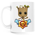 Casa si Gradina - Bucatarie si vesela - Cani si pahare - Cani si cesti - Cana Baby Groot Brawl Stars Bebe Copac, alba, 330 ml - Infinity.ro