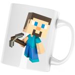 Casa si Gradina - Bucatarie si vesela - Cani si pahare - Cani si cesti - Cana Steve Pickaxe Minecraft, alba, 330 ml - Infinity.ro