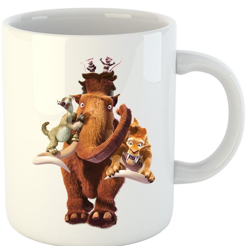 Casa si Gradina - Bucatarie si vesela - Cani si pahare - Cani si cesti - Cana Ice Age Antic Animals Mammoth Tiger Old Era, alba,  330 ml - Infinity.ro