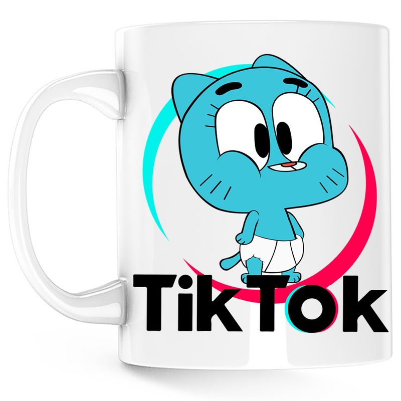 Casa si Gradina - Bucatarie si vesela - Cani si pahare - Cani si cesti - Cana Gumball Bebelus Tiktok Bebe Tik Tok Creator, alba, 330 ml - Infinity.ro