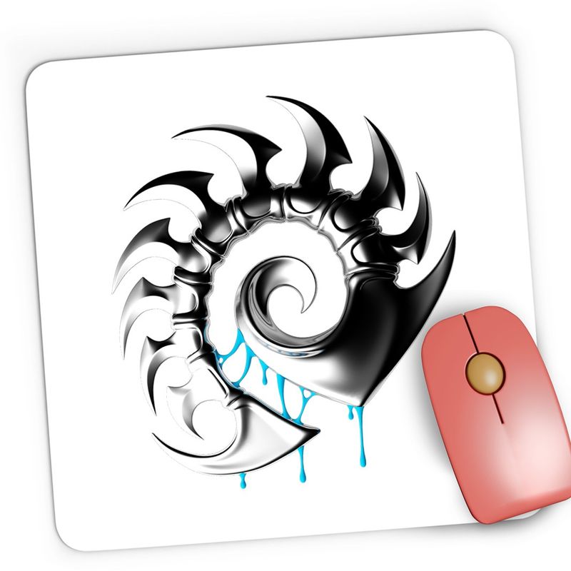 PC, gaming si accesorii - Periferice PC - Mousepad - Mousepad Gaming StarCraft 2 Zerg Silver Logo CSGO, 21x19 cm - Infinity.ro