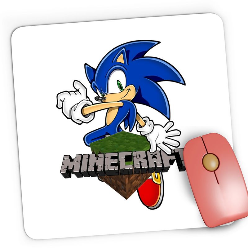 PC, gaming si accesorii - Periferice PC - Mousepad - Mousepad Gaming Sonic the Hedgehog Minecraft Joc Game, 21x19 cm - Infinity.ro