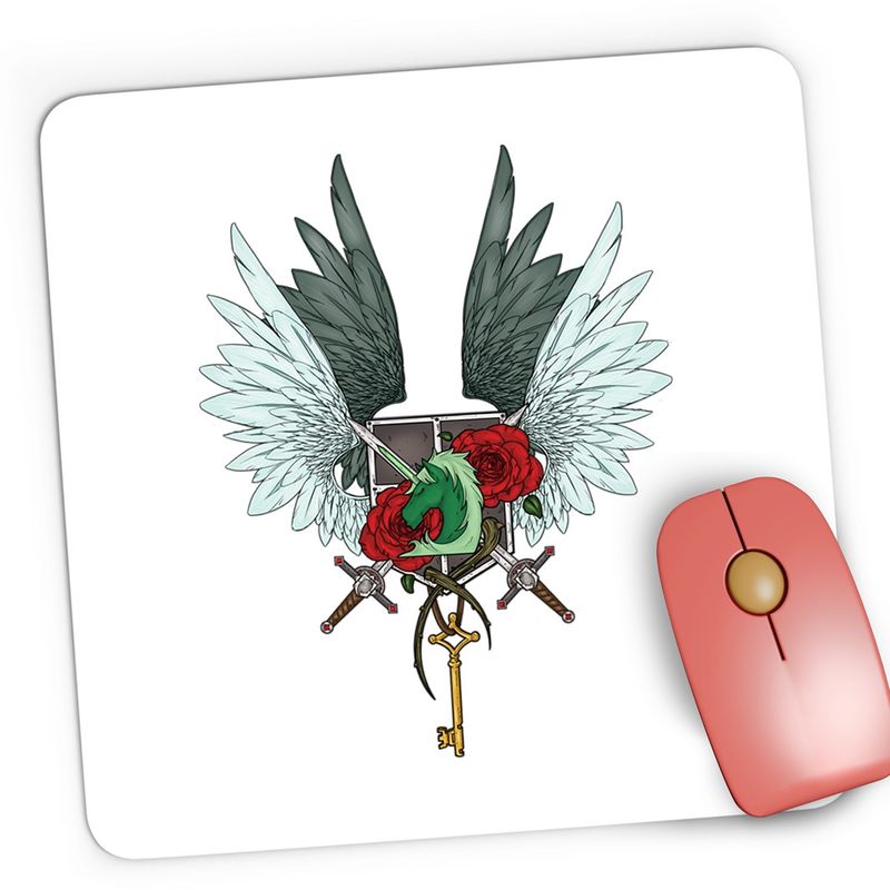PC, gaming si accesorii - Periferice PC - Mousepad - Mousepad Gaming AOT Attack on Titan Crest Wings of Freedom Anime, 21x19 cm - Infinity.ro