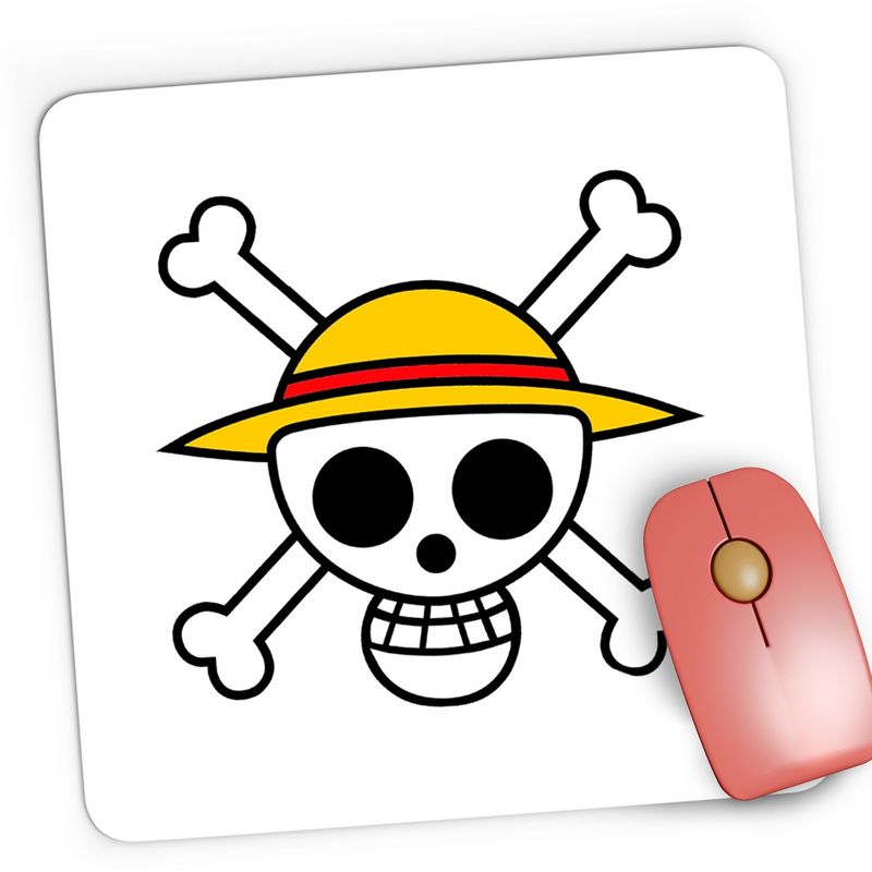 PC, gaming si accesorii - Periferice PC - Mousepad - Mousepad Gaming ne Piece Monkey D Luffy Crew Logo Schelet, 21x19 cm - Infinity.ro
