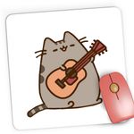 PC, gaming si accesorii - Periferice PC - Mousepad - Mousepad Gaming Pusheen Cat Plush Cute Pussy Pisica Chitara, 21x19 cm - Infinity.ro