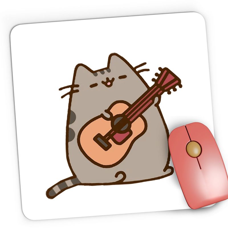 PC, gaming si accesorii - Periferice PC - Mousepad - Mousepad Gaming Pusheen Cat Plush Cute Pussy Pisica Chitara, 21x19 cm - Infinity.ro