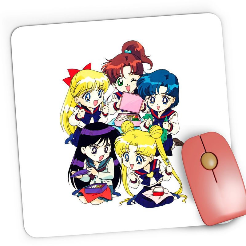 PC, gaming si accesorii - Periferice PC - Mousepad - Mousepad Gaming Sailor Moon 5 Crew Gang Chibi Bebe Anime, 21x19 cm - Infinity.ro