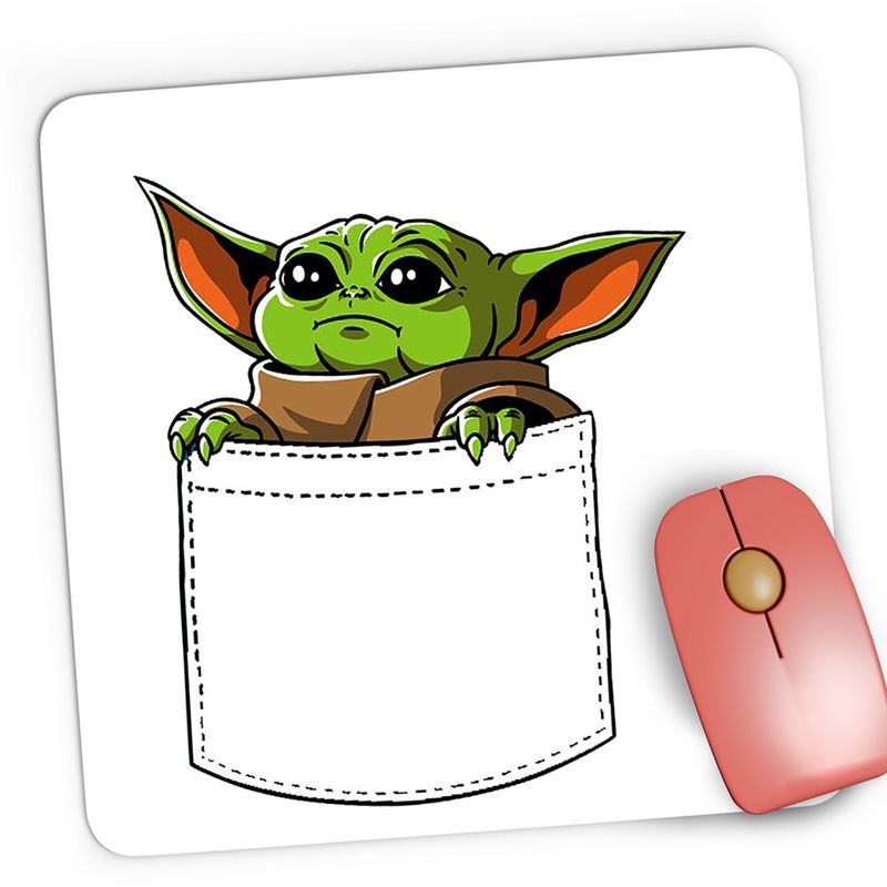 PC, gaming si accesorii - Periferice PC - Mousepad - Mousepad Gaming Baby Yoda White Pocket, Star Wars, 21x19 cm - Infinity.ro