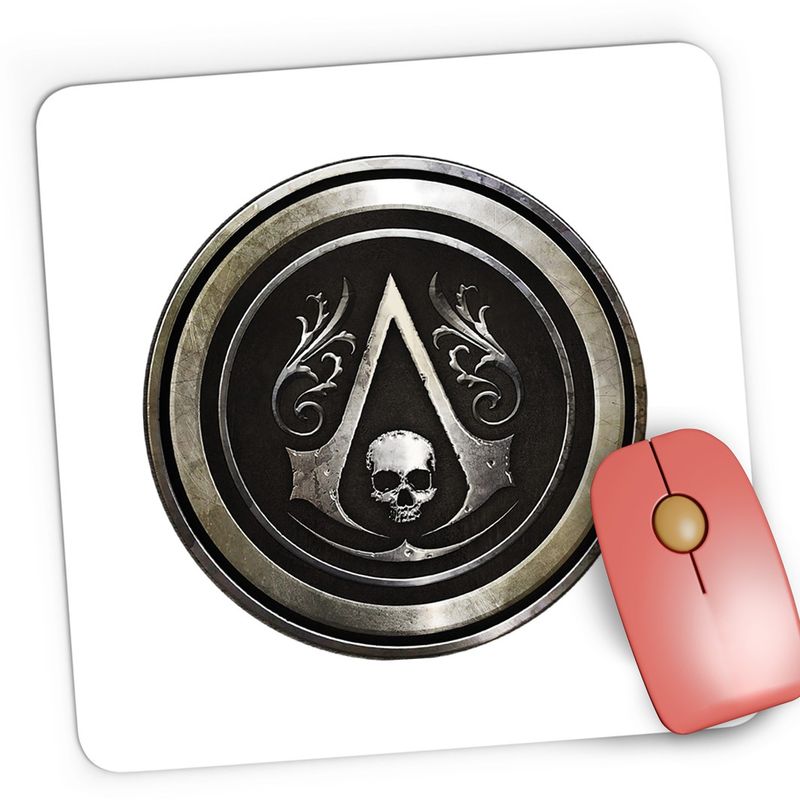 PC, gaming si accesorii - Periferice PC - Mousepad - Mousepad Gaming Assassin's Creed Silver Coin Skull, 21x19 cm - Infinity.ro