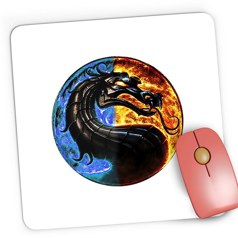 PC, gaming si accesorii - Periferice PC - Mousepad - Mousepad Gaming Mortal Kombat Yin Yang Emblem Raiden Dragon, 21x19 cm - Infinity.ro