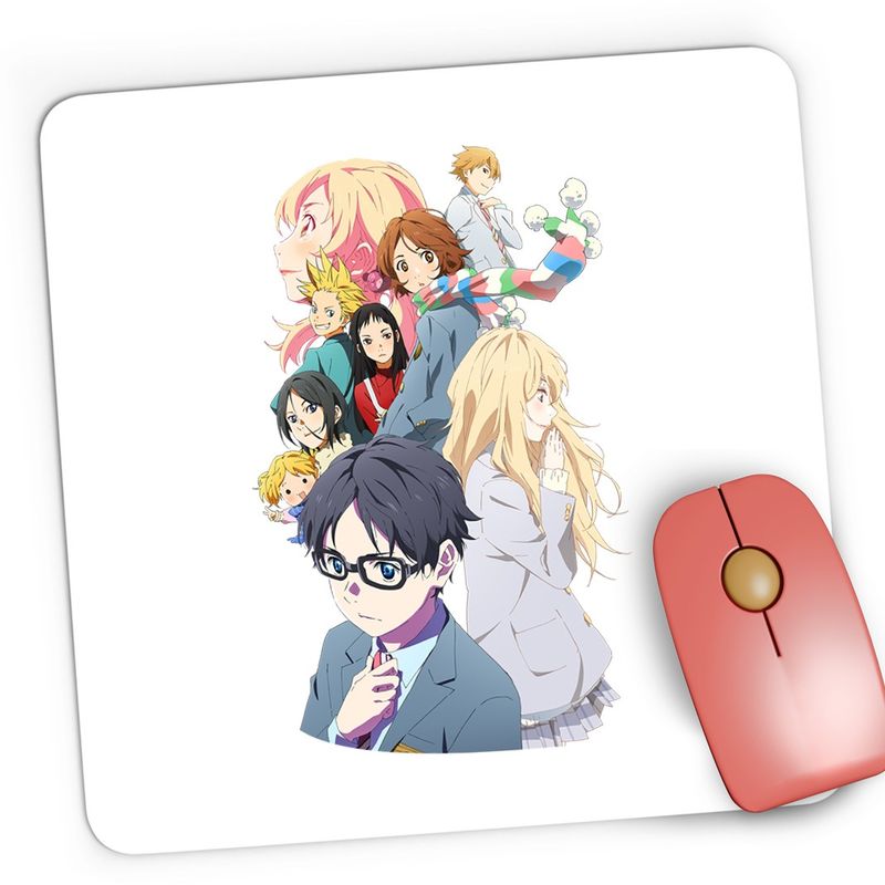 PC, gaming si accesorii - Periferice PC - Mousepad - Mousepad Gaming Your Lie in April Kaori Kousei Tsubaki Sawabe, 21x19 cm - Infinity.ro