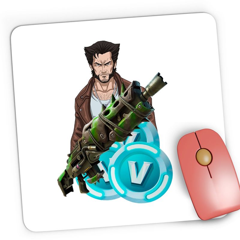 PC, gaming si accesorii - Periferice PC - Mousepad - Mousepad Gaming Wolverine Logan Fortnite VBucks Epic Gun, 21x19 cm - Infinity.ro