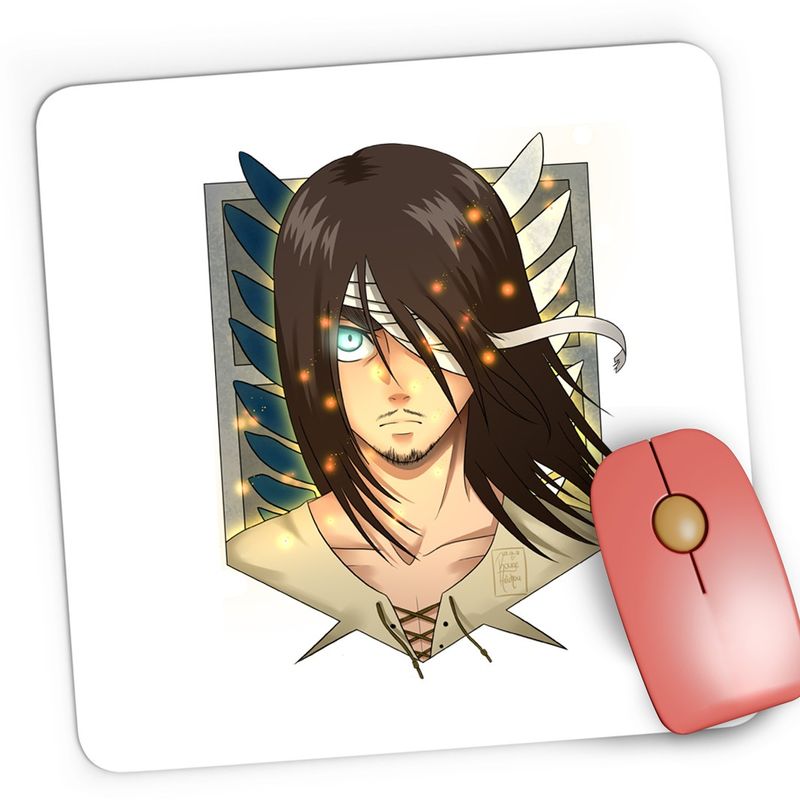 PC, gaming si accesorii - Periferice PC - Mousepad - Mousepad Gaming Attack on Titan Eren Yeager Anime Manga, 21x19 cm - Infinity.ro