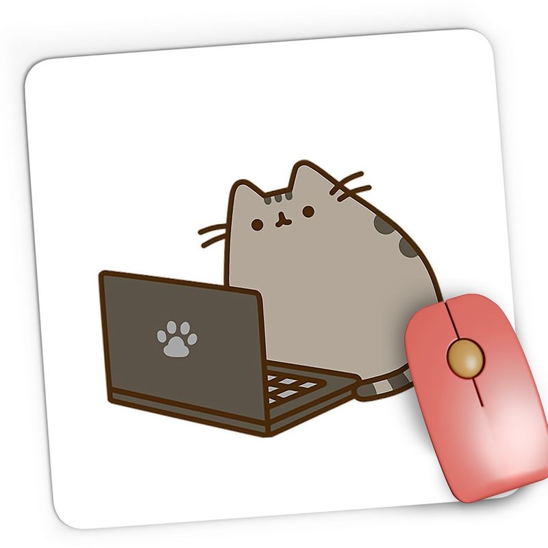 PC, gaming si accesorii - Periferice PC - Mousepad - Mousepad Gaming Pusheen Cat Laptop Meow Pisica Pussy Cute, 21x19 cm - Infinity.ro