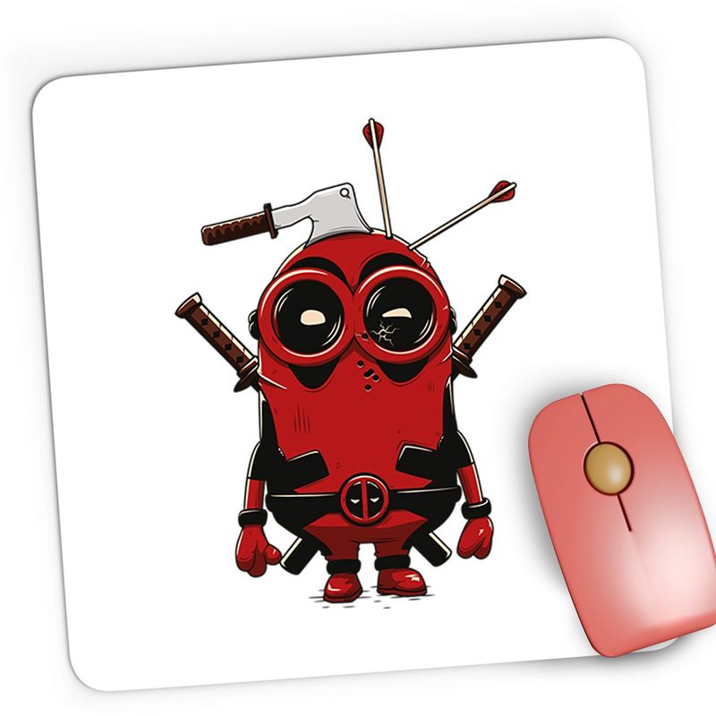 PC, gaming si accesorii - Periferice PC - Mousepad - Mousepad Gaming Deadpool Minions SuperHero, 21x19 cm - Infinity.ro