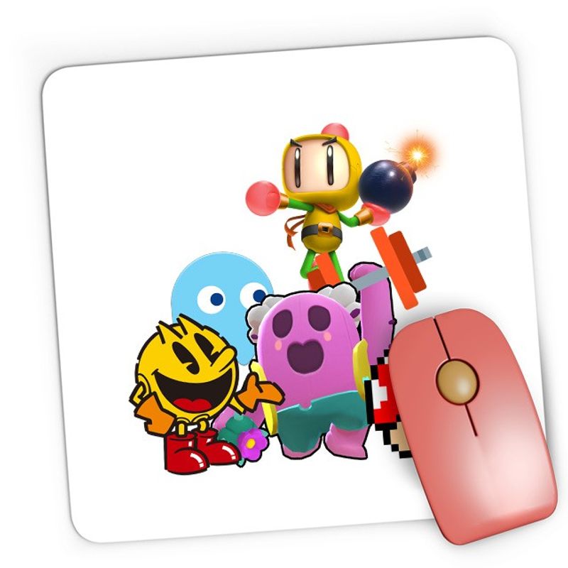 PC, gaming si accesorii - Periferice PC - Mousepad - Mousepad Gaming Brawl Stars Mario Bomberman Pacman Pink Spike Gameplay, 21x19 см - Infinity.ro