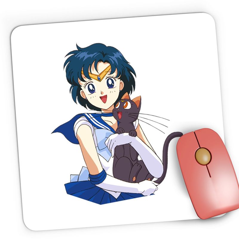 PC, gaming si accesorii - Periferice PC - Mousepad - Mousepad Gaming Sailor Moon Mercur Luna Happy Vibe, 21x19 cm - Infinity.ro