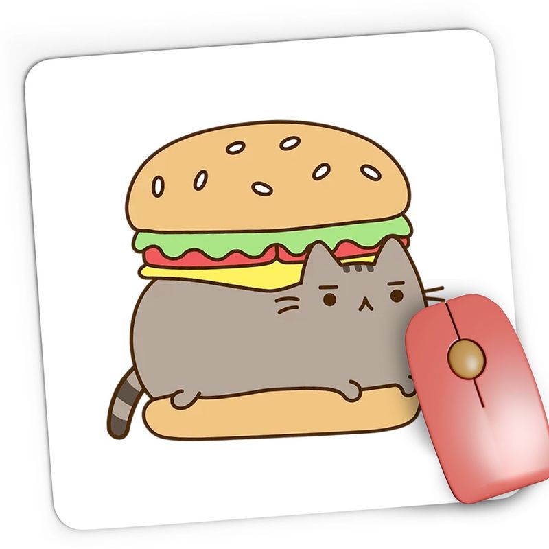 PC, gaming si accesorii - Periferice PC - Mousepad - Mousepad Gaming Pusheen Cat Burger Pisica Valentine's Day, 21x19 cm - Infinity.ro