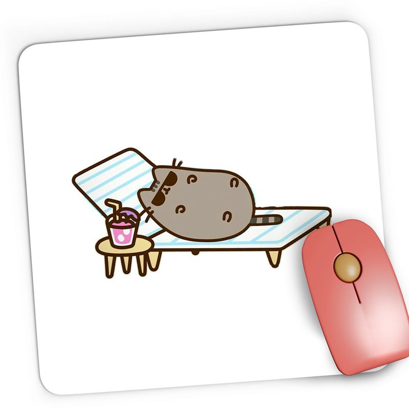PC, gaming si accesorii - Periferice PC - Mousepad - Mousepad Gaming Pusheen Cat Pisica Plaja Soare Vacanta, 21x19 cm - Infinity.ro
