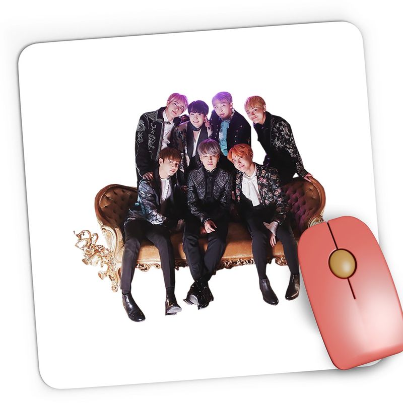PC, gaming si accesorii - Periferice PC - Mousepad - Mousepad Gaming BTS Bangtan Boys Crew Formatie, 21x19 cm - Infinity.ro