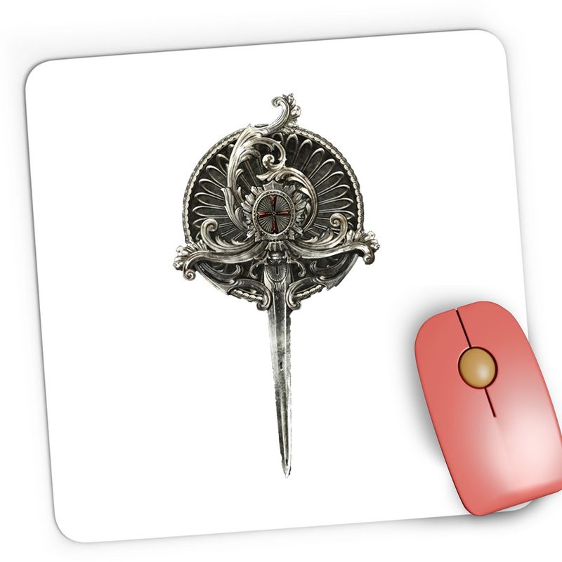 PC, gaming si accesorii - Periferice PC - Mousepad - Mousepad Gaming Assassin's Creed Silver Pin Cross, 21x19 cm - Infinity.ro