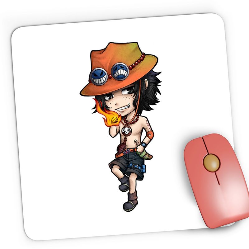 PC, gaming si accesorii - Periferice PC - Mousepad - Mousepad Gaming Portgas D Ace One Piece Chibi Anime, 21x19 cm - Infinity.ro