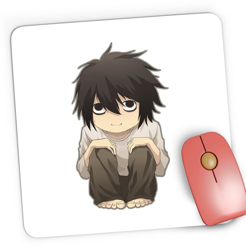 PC, gaming si accesorii - Periferice PC - Mousepad - Mousepad Gaming Death Note L Detectiv Insomniac Chibi Bebe, 21x19 cm - Infinity.ro