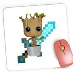 PC, gaming si accesorii - Periferice PC - Mousepad - Mousepad Gaming Baby Groot Minecraft Diamond Sword Bebe, 21x19 cm - Infinity.ro