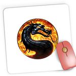 PC, gaming si accesorii - Periferice PC - Mousepad - Mousepad Gaming Mortal Kombat Sarpe Dragon Video Games Gold, 21x19 cm - Infinity.ro