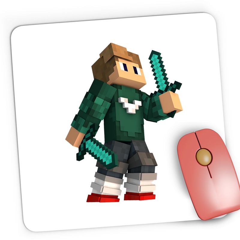 PC, gaming si accesorii - Periferice PC - Mousepad - Mousepad Gaming Skin Green Swords Minecraft, 21x19 cm - Infinity.ro