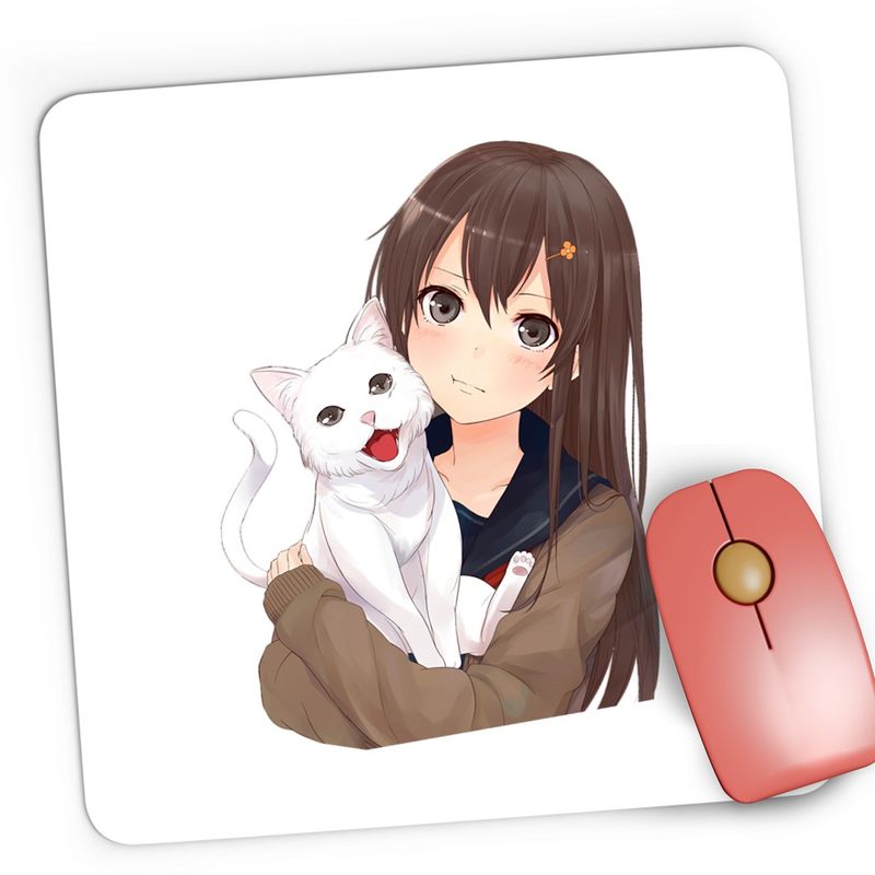 PC, gaming si accesorii - Periferice PC - Mousepad - Mousepad Gaming Haikyuu Cat Pisica Alba Anime Dragobete, 21x19 cm - Infinity.ro