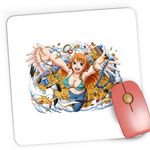 PC, gaming si accesorii - Periferice PC - Mousepad - Mousepad Gaming One Piece Nami Comoara Pirati Cat Anime, 21x19 cm - Infinity.ro