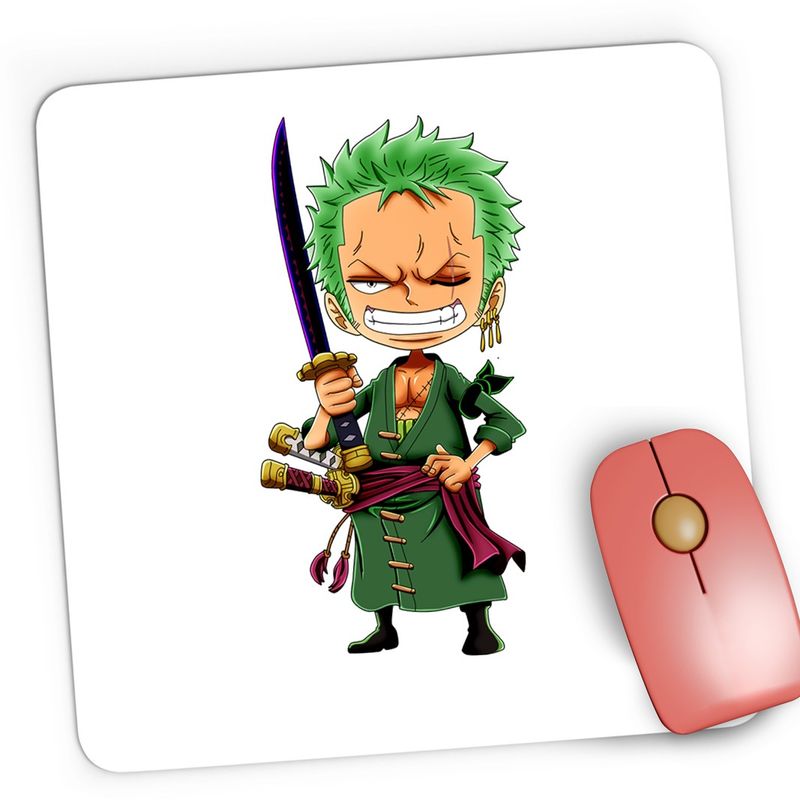 PC, gaming si accesorii - Periferice PC - Mousepad - Mousepad Gaming Roronoa Zoro Chibi One Piece Bebe Samurai Ninja, 21x19 cm - Infinity.ro