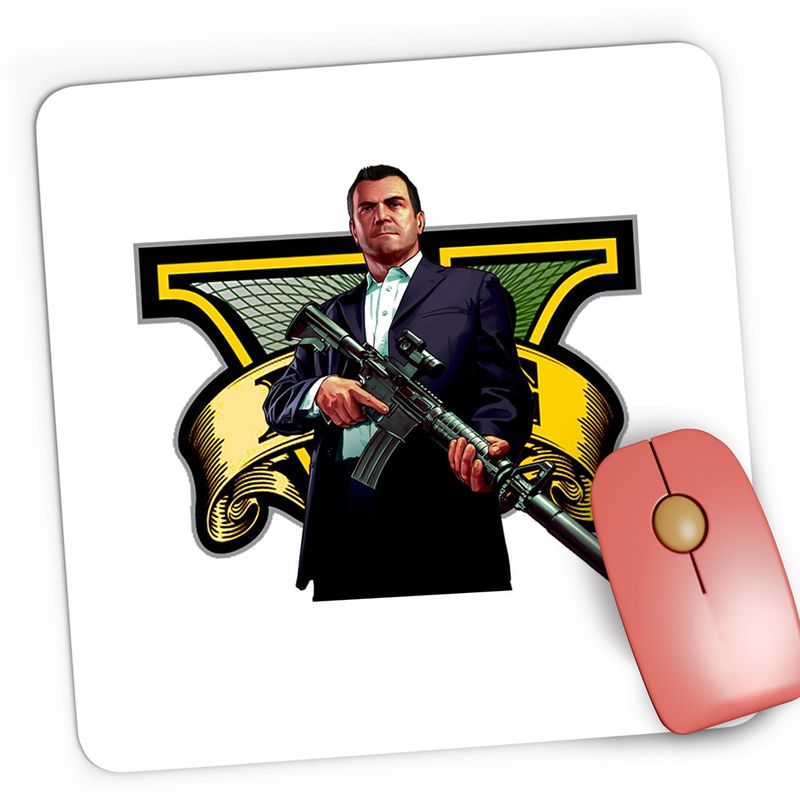 PC, gaming si accesorii - Periferice PC - Mousepad - Mousepad Gaming Michael GTA5 Grand Theft Auto, 21x19 cm - Infinity.ro