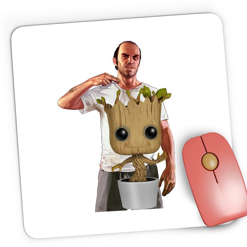 PC, gaming si accesorii - Periferice PC - Mousepad - Mousepad Gaming Baby Groot GTA Trevor Bebe Copacel, 21x19 cm - Infinity.ro