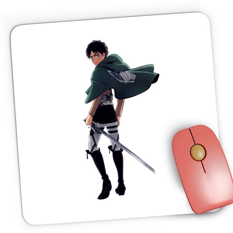 PC, gaming si accesorii - Periferice PC - Mousepad - Mousepad Gaming Attack on Titan Eren Yeager Anime AOT, 21x19 cm - Infinity.ro