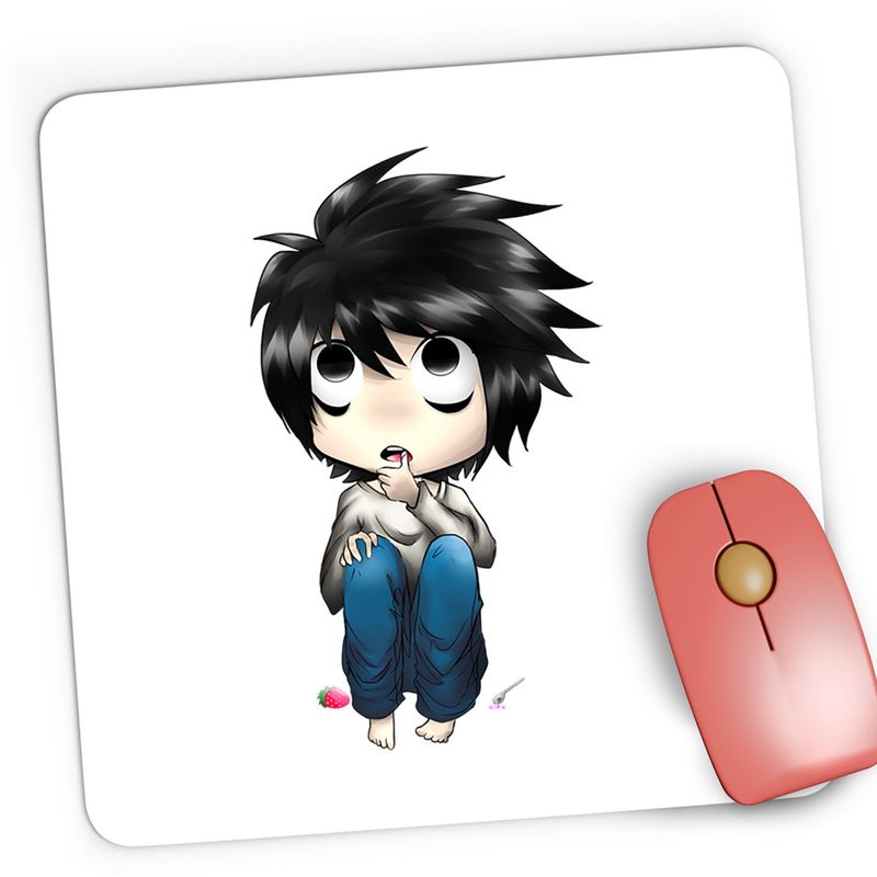 PC, gaming si accesorii - Periferice PC - Mousepad - Mousepad Gaming Death Note L Detectiv Chibi Baby Anime, 21x19 cm - Infinity.ro