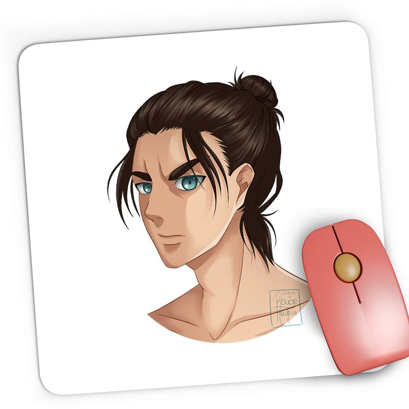 PC, gaming si accesorii - Periferice PC - Mousepad - Mousepad Gaming Attack on Titan Eren Yeager Anime Fortnite, 21x19 cm - Infinity.ro
