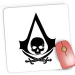 PC, gaming si accesorii - Periferice PC - Mousepad - Mousepad Gaming Black Flag Assassin's Creed Logo Emblem, 21x19 cm - Infinity.ro