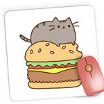 PC, gaming si accesorii - Periferice PC - Mousepad - Mousepad Gaming Pusheen Cat Hamburger Pisica Miorlaila Miau, 21x19 cm - Infinity.ro