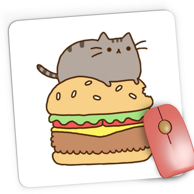 PC, gaming si accesorii - Periferice PC - Mousepad - Mousepad Gaming Pusheen Cat Hamburger Pisica Miorlaila Miau, 21x19 cm - Infinity.ro