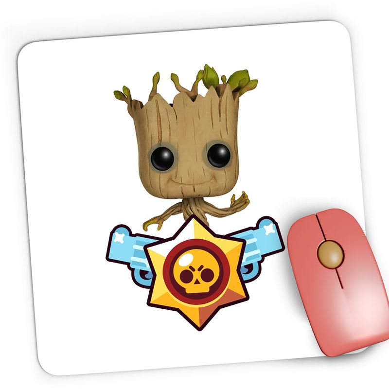 PC, gaming si accesorii - Periferice PC - Mousepad - Mousepad Gaming Baby Groot Brawl Stars Bebe Copac, 21x19 cm - Infinity.ro