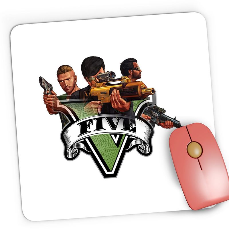 PC, gaming si accesorii - Periferice PC - Mousepad - Mousepad Gaming GTA5 Five Emblem, 21x19 cm - Infinity.ro