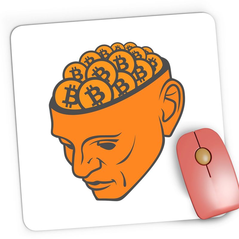 PC, gaming si accesorii - Periferice PC - Mousepad - Mousepad Gaming Bitcoin in Head, 21x19 cm - Infinity.ro