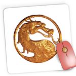 PC, gaming si accesorii - Periferice PC - Mousepad - Mousepad Gaming Mortal Kombat Emblem Maestru Dragon Gold, 21x19 cm - Infinity.ro